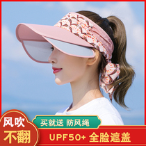 Clearance visor hat female sunscreen hat Female summer sun hat Anti-UV cycling empty top hat Big brim cap