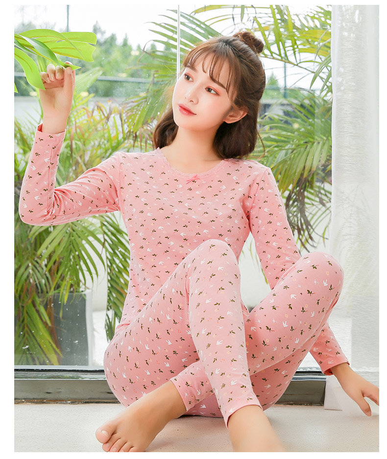 Cô gái Qiuyi Qiuku Suit Cô gái học sinh trung học Đồ lót ấm áp Cotton Học sinh trung học Mới Áo len cotton trẻ em lớn bộ thu đông nam big size