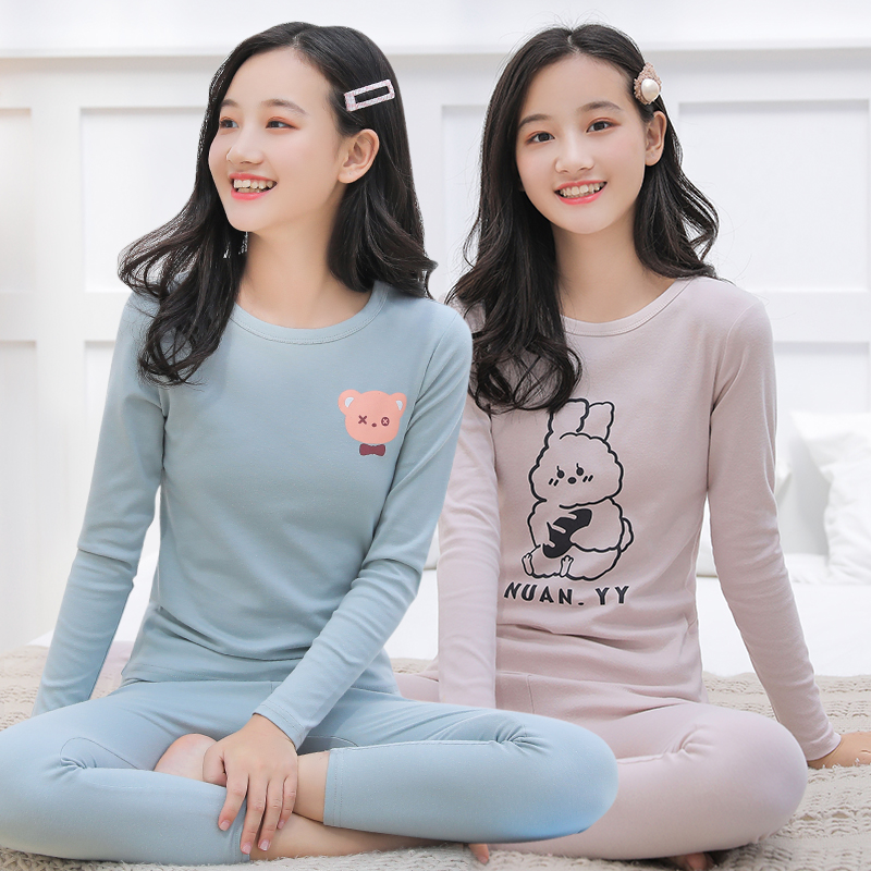 Teenage Girl Autumn Clothing Sanitary Pants Suit Pure Cotton Junior High School Student 2021 New Cotton Sweatshirt Woman Full Cotton Fever Coat Thin