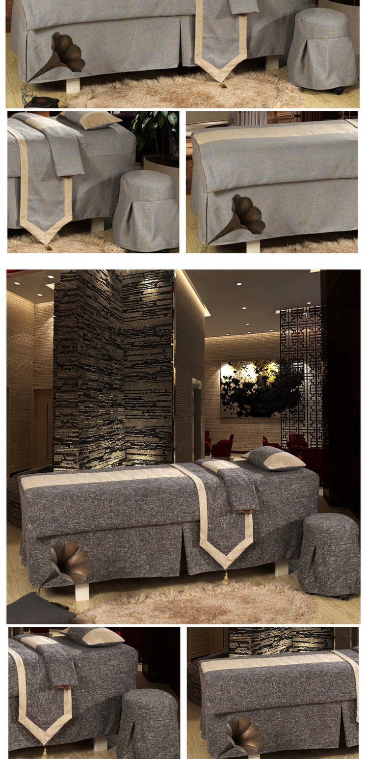 Đẹp lanh vuông đẹp giường bao gồm bốn bộ mùa hè băng lụa làm đẹp cơ thể thẩm mỹ viện giường bao gồm bốn bộ sen hồng - Trang bị tấm bộ ga giường spa