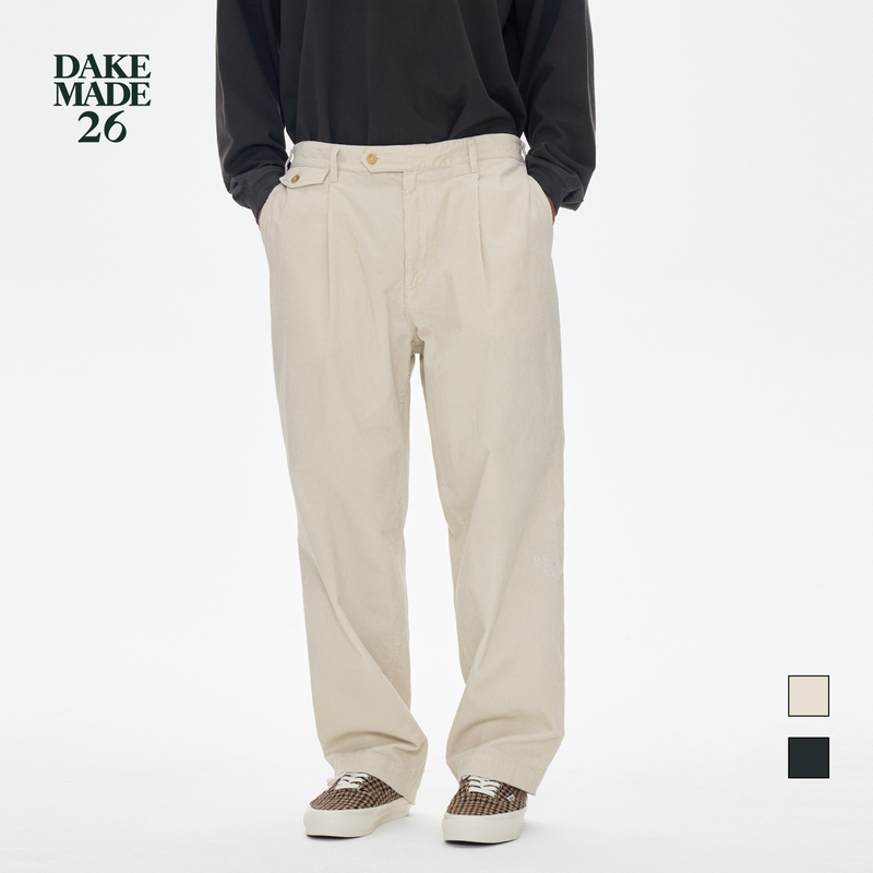 Dake Made26 Chino One Tuck 14W Corduroy Wear-Resistant Breathable Straight-Leg Loose Casual Trousers