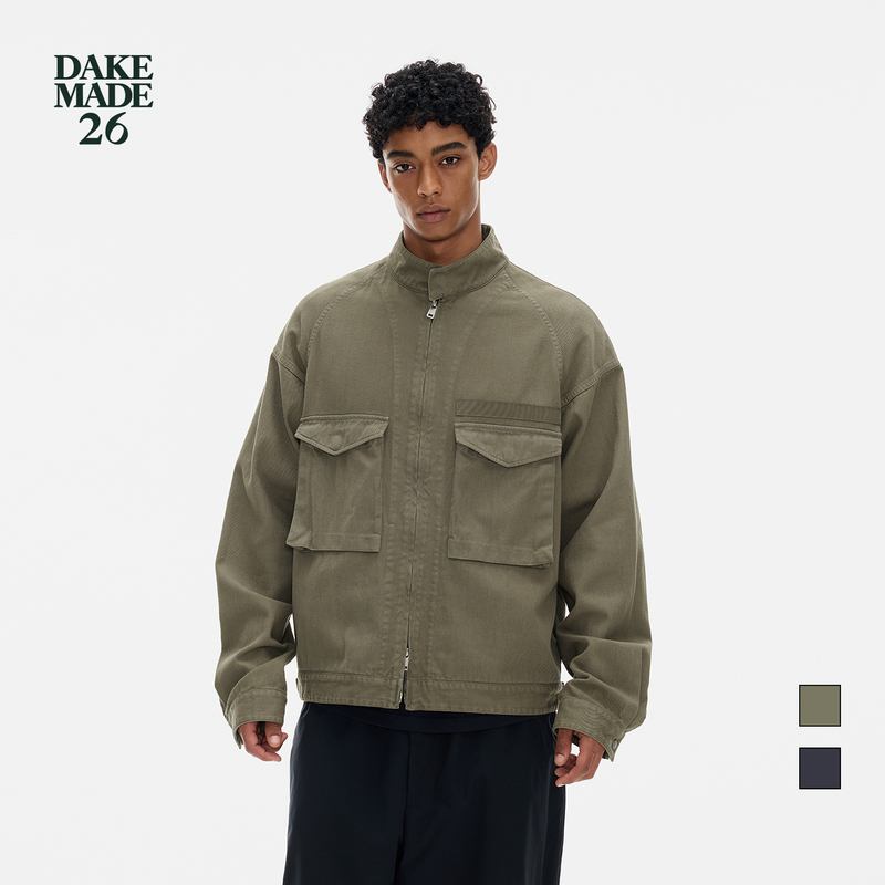 Dake Made26 Japanese-Made Coarse Twill Soft Material Custom-Dyed Washed m 3.25kg Pocket Double-Zip Jacket