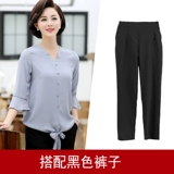 Летняя одежда для матери, футболка с коротким рукавом, весенний комплект для пожилых людей, в западном стиле, 5060 лет, для среднего возраста