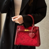 Портативная барсетка, красная сумка через плечо для невесты, с вышивкой, изысканный стиль