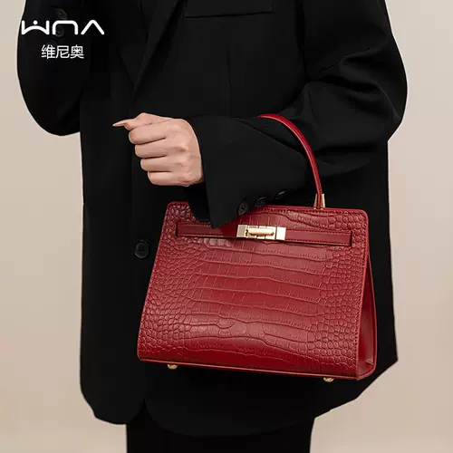 Ретро красная сумка через плечо для невесты, портативная барсетка, изысканный стиль, крокодиловый принт