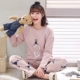 Bộ đồ ngủ dành cho nữ mùa thu đông và cotton dài tay phiên bản Hàn Quốc có thể được mặc bên ngoài bộ đồ hai dây mùa xuân và mùa đông dễ thương