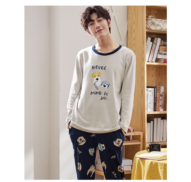 Người hâm mộ có thể mặc đồ ngủ nam mùa xuân và mùa thu cotton dài tay phục vụ nhà cotton nam cộng với kích thước đồ ngủ nam mùa thu những bộ jumpsuit đẹp nhất