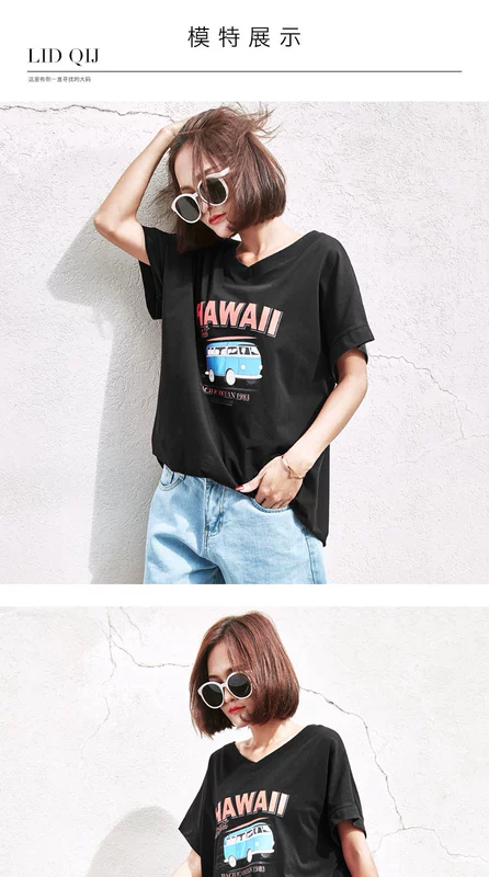 Áo sơ mi nữ dày 200 pound 2018 mùa hè mới cộng với phân bón XL cotton ngắn tay áo thun mỏng tay áo sơ mi nữ áo sơ mi kiểu đẹp