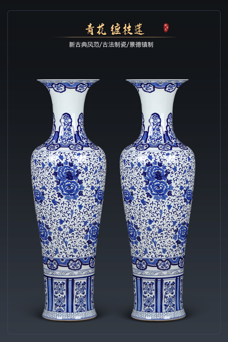 Jingdezhen ceramics of large blue and white porcelain vase heavy Chinese style household porch place, a large sitting room decoration