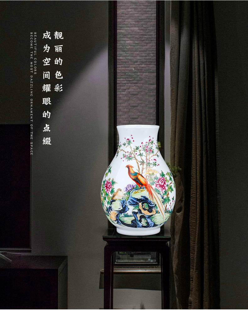 Jingdezhen ceramics powder enamel vase flower arranging wide expressions using rich ancient frame of Chinese style household, sitting room porch decoration furnishing articles