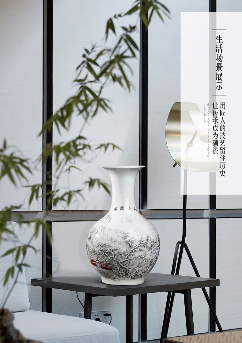 Jingdezhen ceramics powder enamel snow flower decorations study of new Chinese style household vase in the sitting room porch place