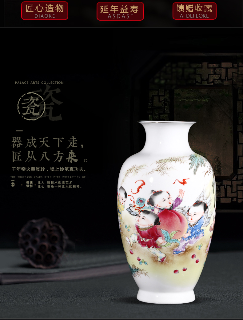 Jingdezhen ceramics vase furnishing articles flower arranging new Chinese style living room live figure gift porcelain home decoration arts and crafts