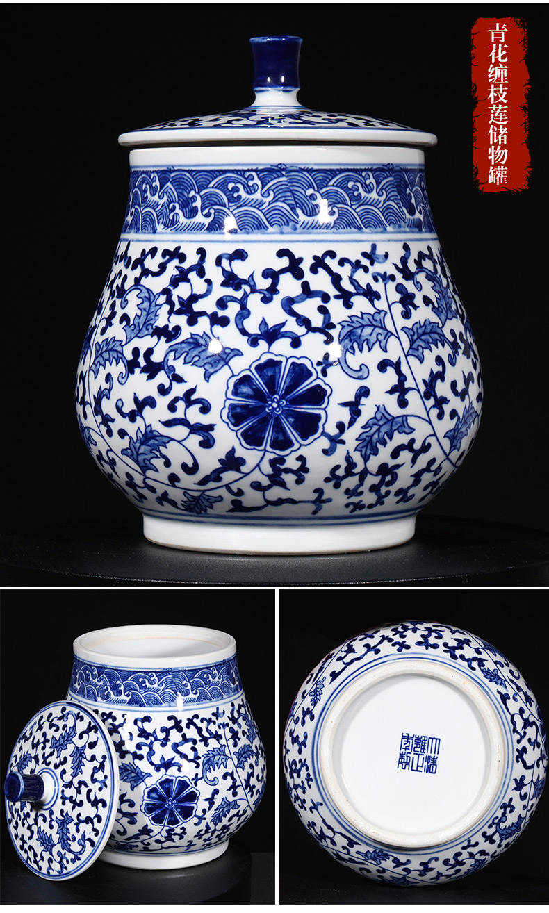 Jingdezhen ceramics pu 'er tea caddy fixings cylinder storage tank receives the new Chinese style living room home decor