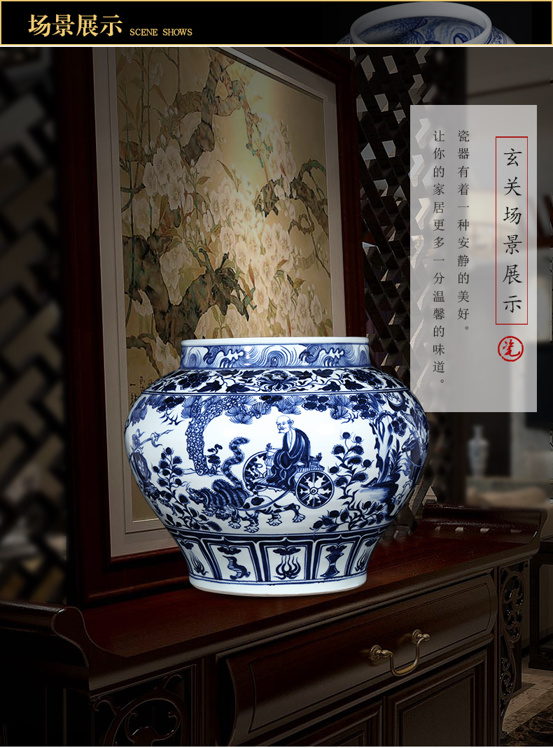 Valley of jingdezhen ceramics imitation of yuan blue and white devil down big pot vase do old vintage sitting room adornment is placed