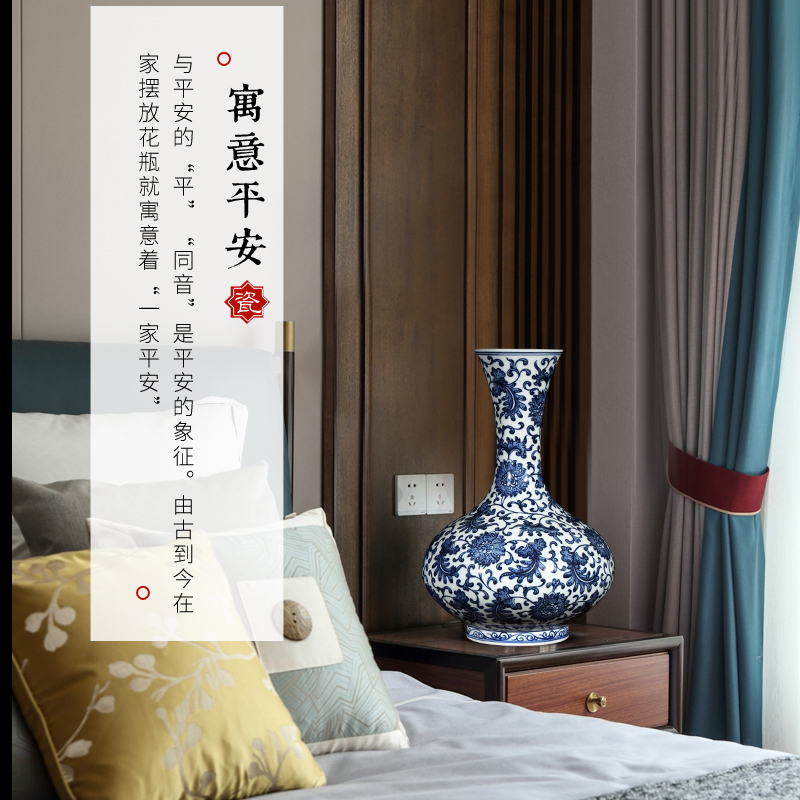 Jingdezhen ceramics hand - made antique blue and white porcelain vases, flower arranging new Chinese style home furnishing articles sitting room