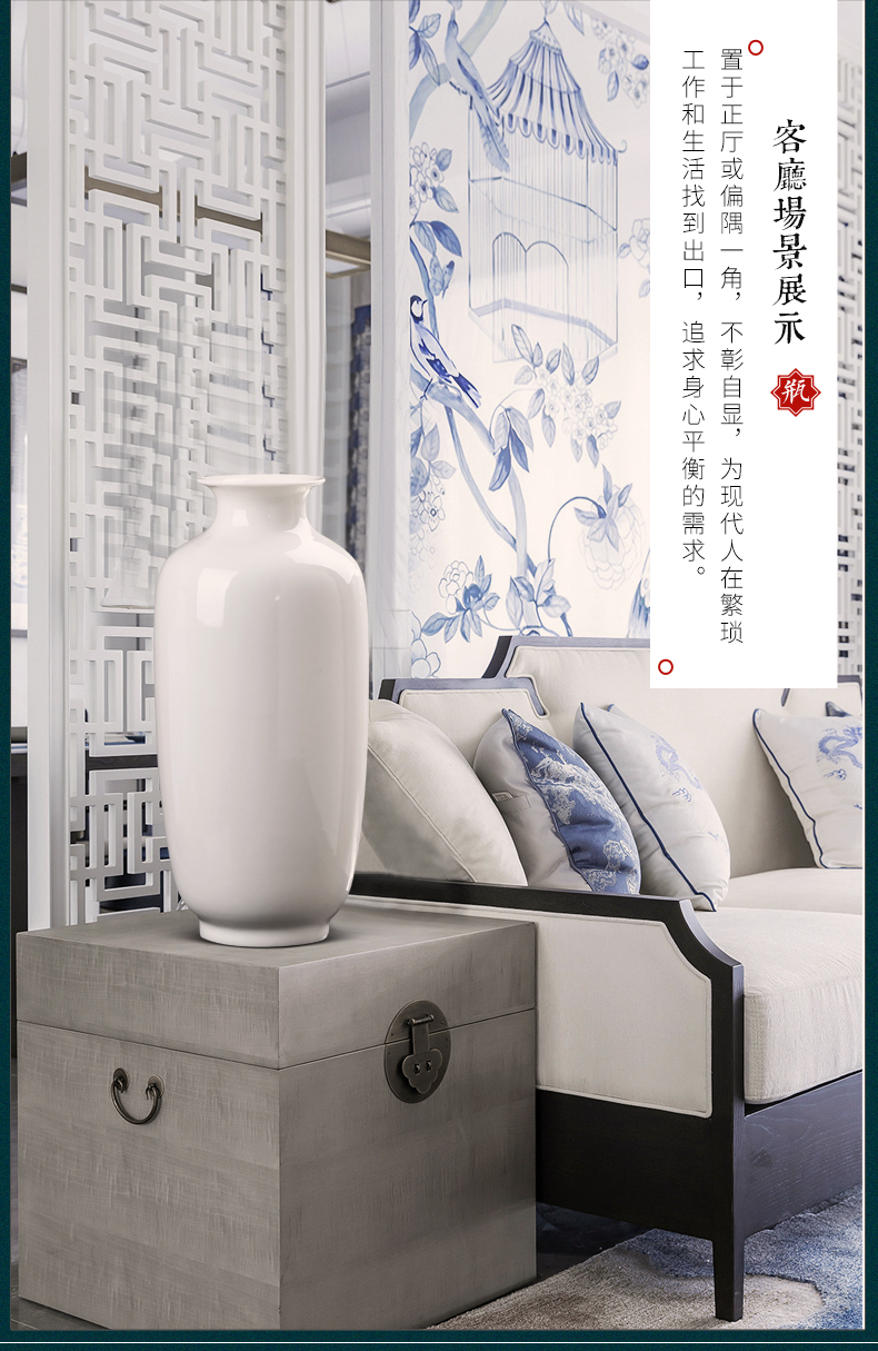 Jingdezhen ceramic floret bottle tea art desktop pure white porcelain sitting room adornment study of new Chinese style porch place