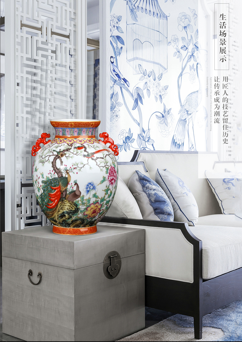 Archaize of jingdezhen ceramics colored enamel ears vase furnishing articles sitting room flower arranging the study of Chinese style household adornment