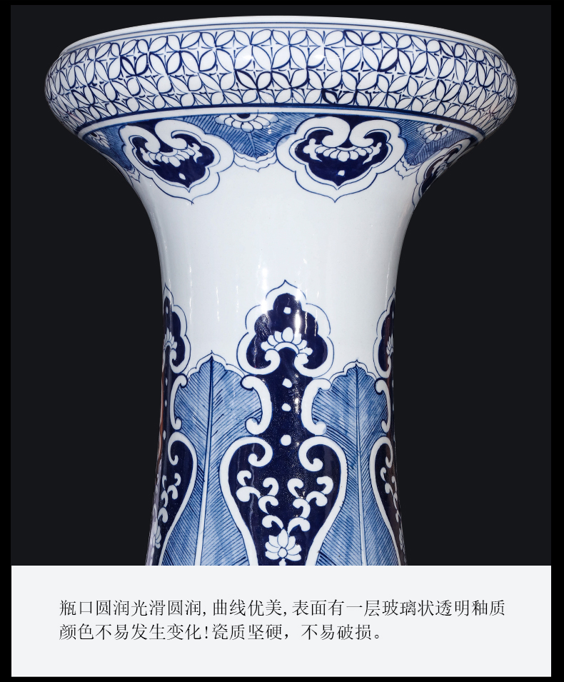 Jingdezhen ceramics hand - made guest - the greeting pine of large blue and white porcelain vase hotel lobby large adornment furnishing articles