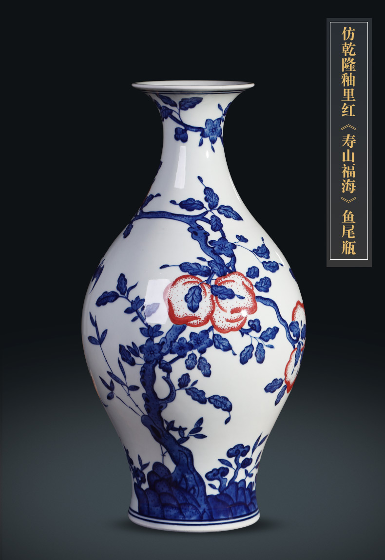 Jingdezhen ceramic hand - made furnishing articles sitting room blue and white porcelain vase flower arranging new Chinese style antique porcelain home decoration