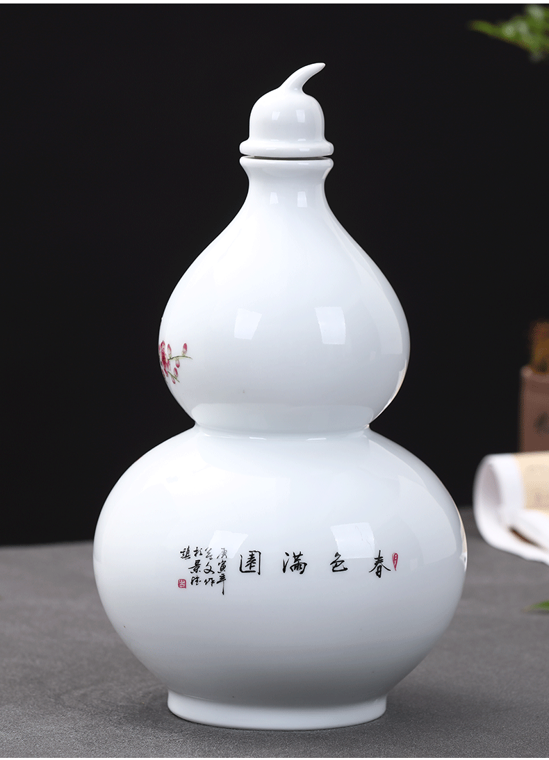 Hu jun jingdezhen ceramic creative 5 jins of 5 jins deacnter home wine jar empty wine bottle decoration furnishing articles