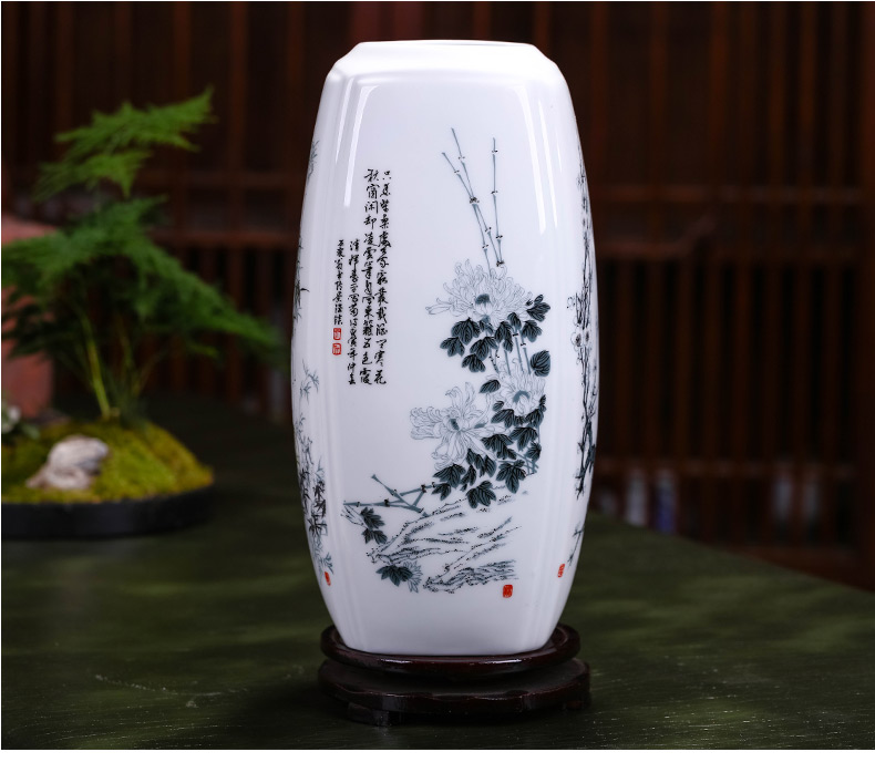 Jingdezhen ceramics lucky bamboo vase furnishing articles flower arrangement home TV ark adornment of I sitting room living room