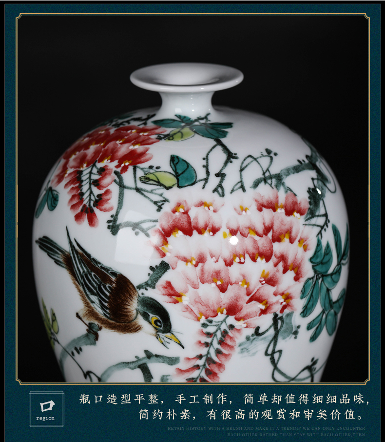 Jingdezhen hand - made ceramic vase furnishing articles of Chinese style household living room TV cabinet decoration flower arranging dried flowers large