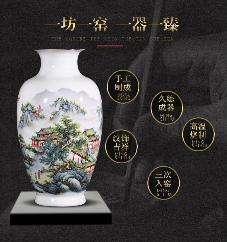 Jingdezhen ceramics powder enamel vase flower arrangement of Chinese style living room wine cabinet office home decoration handicraft furnishing articles