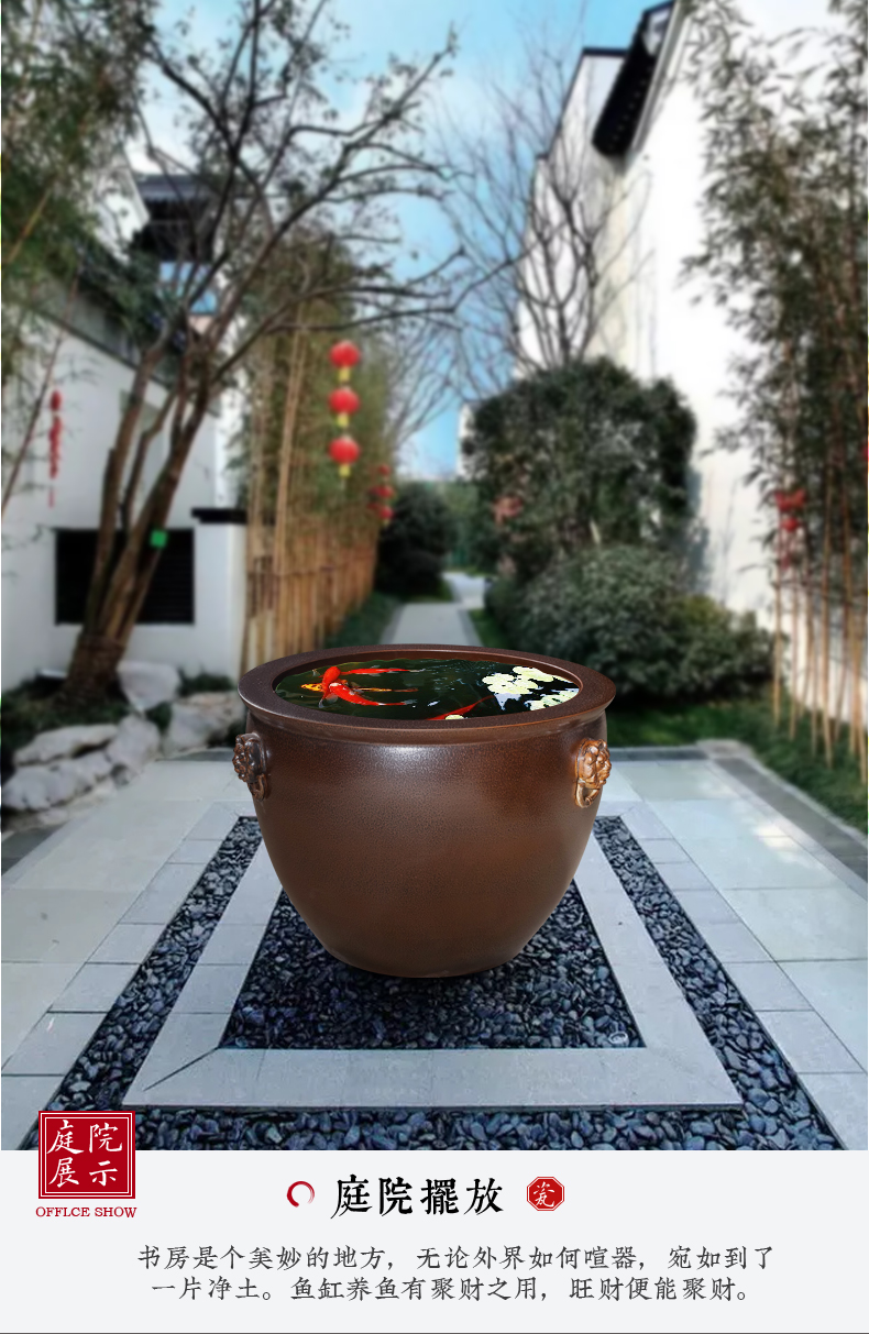 Jingdezhen ceramic aquarium large tank sitting room is suing garden water lily basin bowl LianHe cylinder extra large size large