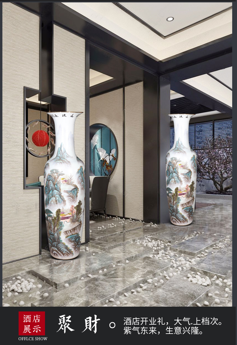 Jingdezhen ceramics hand - made pastel of large vases, new Chinese style household adornment sitting room TV ark, furnishing articles