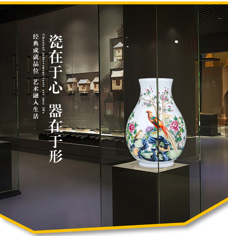 Jingdezhen ceramics powder enamel vase flower arranging wide expressions using rich ancient frame of Chinese style household, sitting room porch decoration furnishing articles