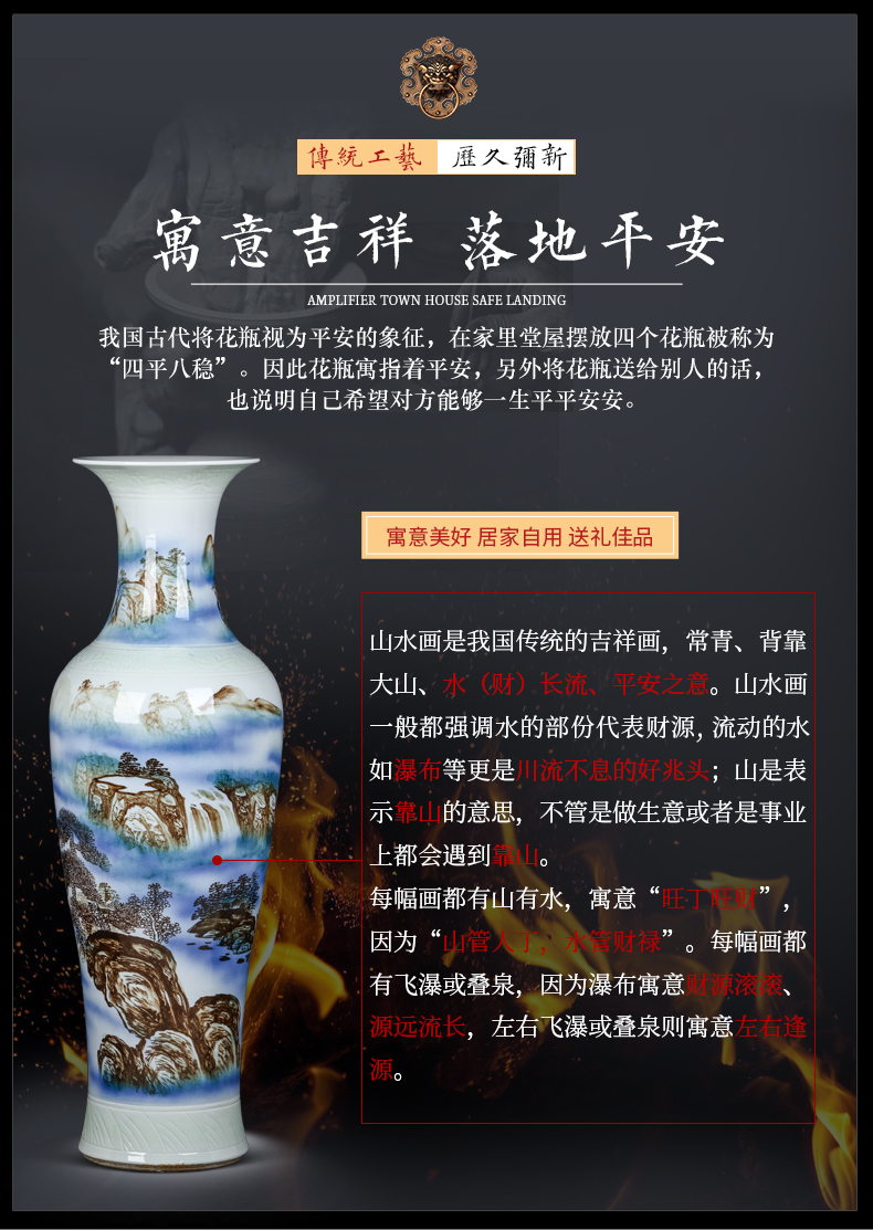 Jingdezhen hand - made ceramics vase of large sitting room of Chinese style household furnishing articles opening decorate gifts extra large