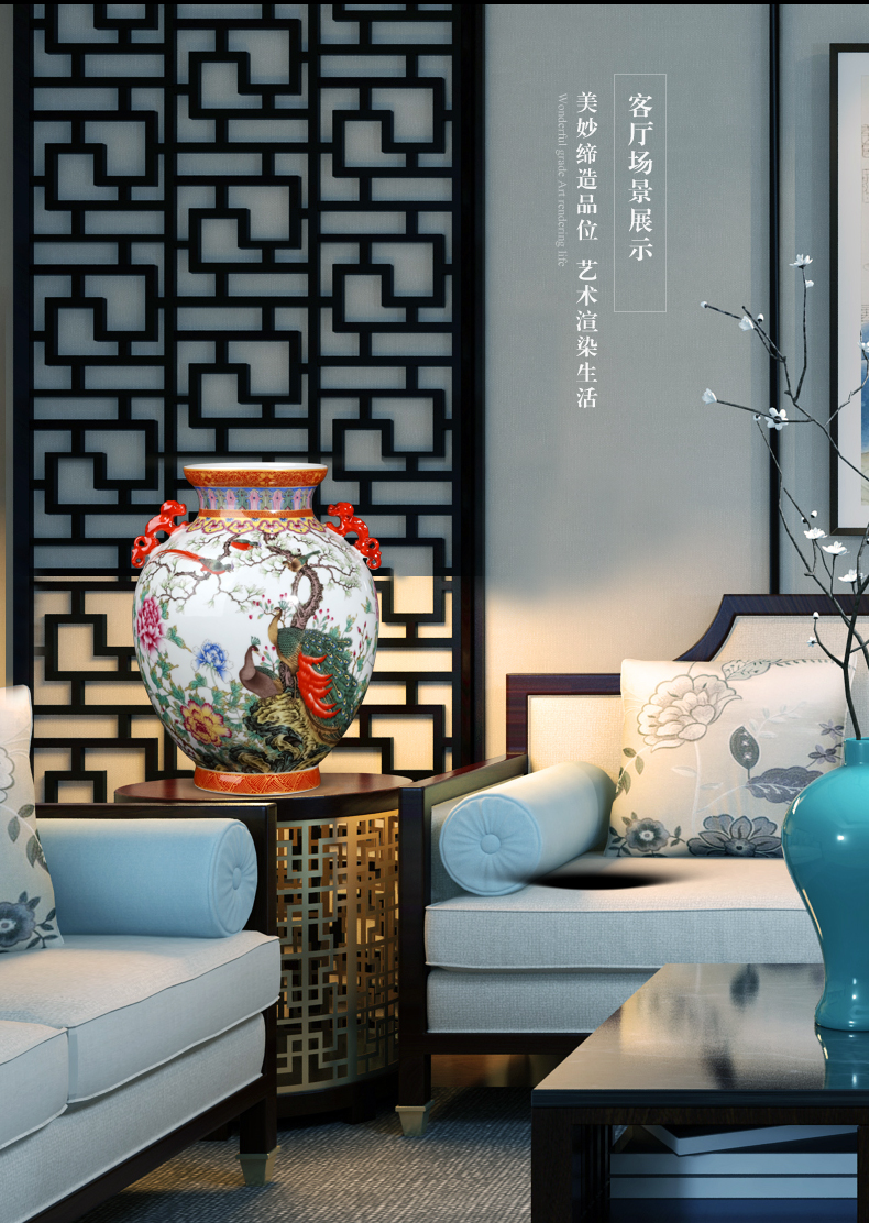 Archaize of jingdezhen ceramics colored enamel ears vase furnishing articles sitting room flower arranging the study of Chinese style household adornment