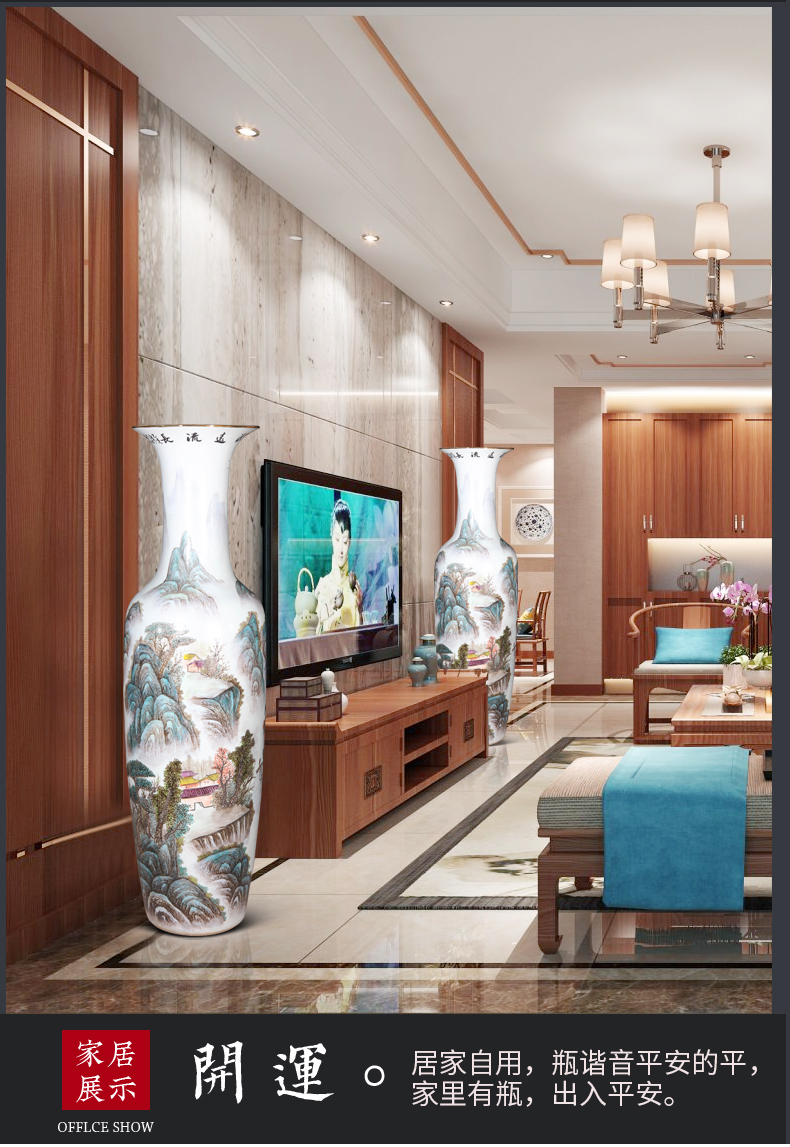 Jingdezhen ceramics hand - made pastel of large vases, new Chinese style household adornment sitting room TV ark, furnishing articles