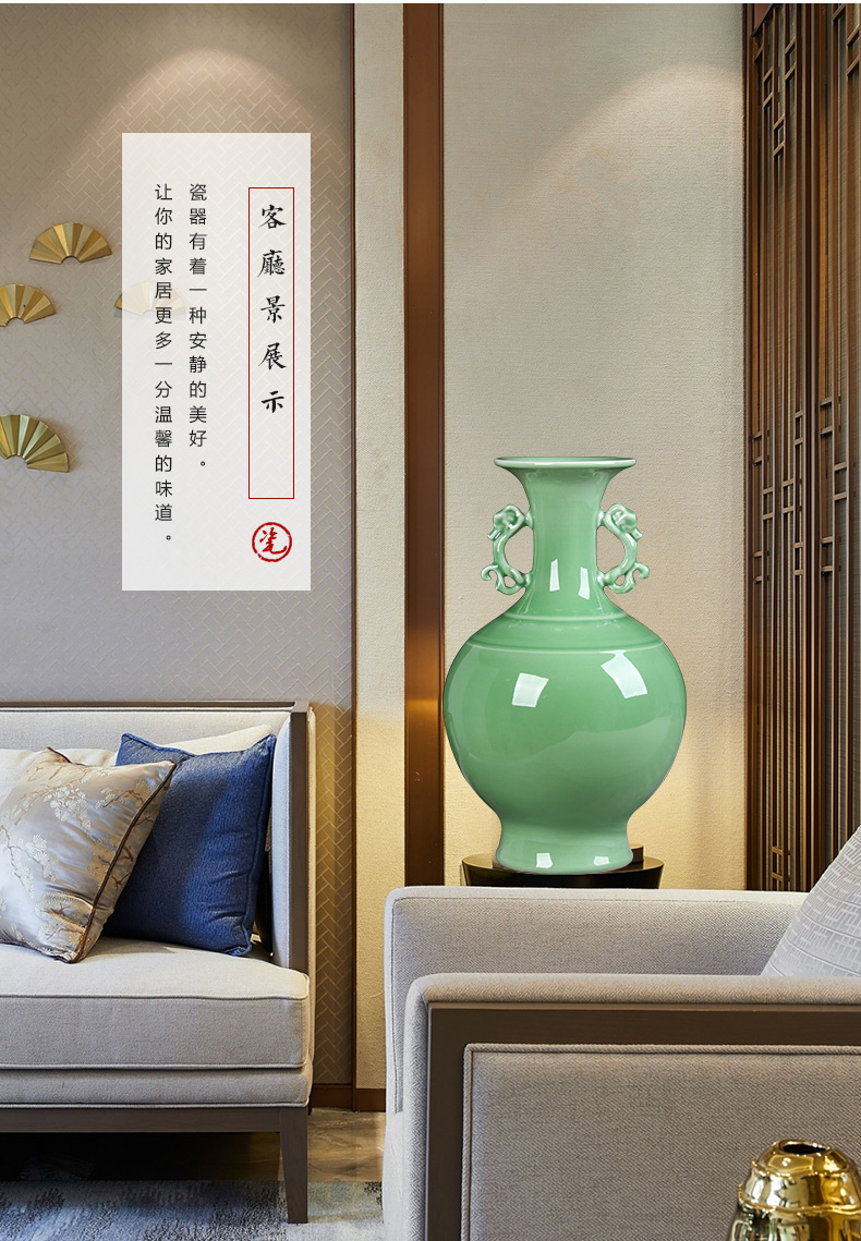 Jingdezhen ceramics by hand shadow blue glaze ears vases, flower arranging antique Chinese wine sitting room adornment is placed