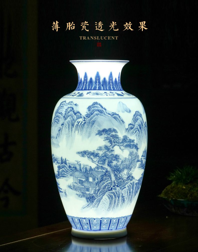 Jingdezhen ceramics antique blue and white porcelain vases, flower arrangement sitting room of Chinese style household adornment of TV ark, wine furnishing articles