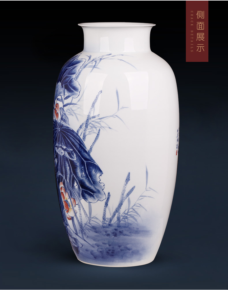 Jingdezhen ceramics hand - made Chinese blue and white porcelain vase home porch decoration handicraft furnishing articles large living room