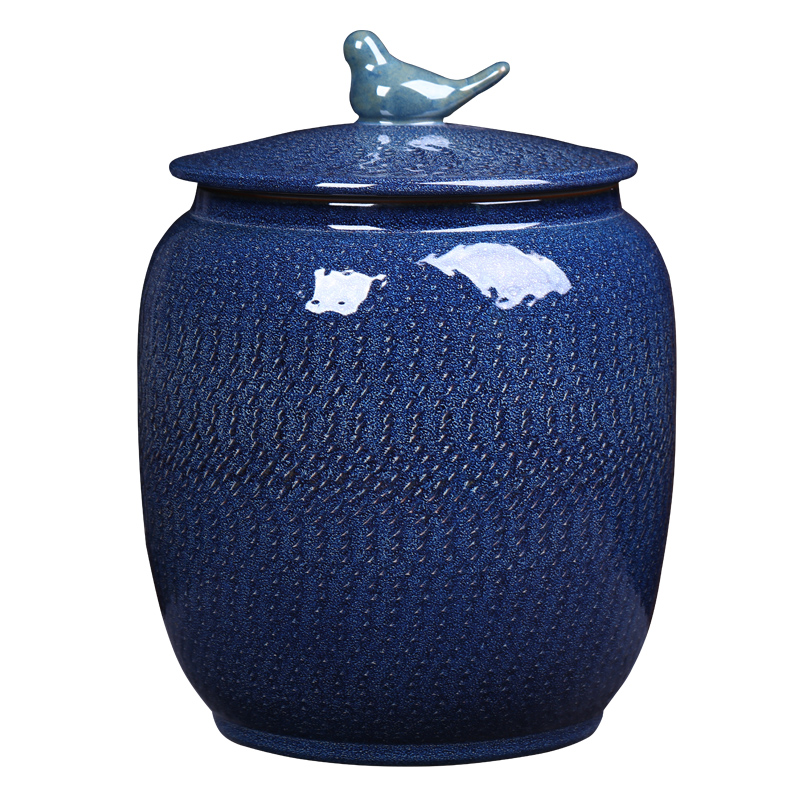 Jingdezhen ceramic barrel carving large 20 jins 30 jins with household with cover seal storage jar of pu 'er tea pot