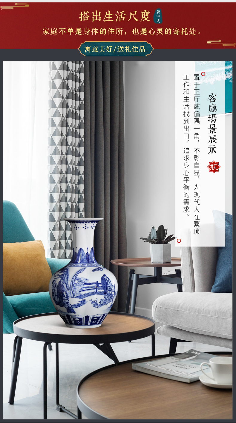 Jingdezhen blue and white porcelain vase furnishing articles archaize sitting room of Chinese style household ceramics rich ancient frame wine accessories