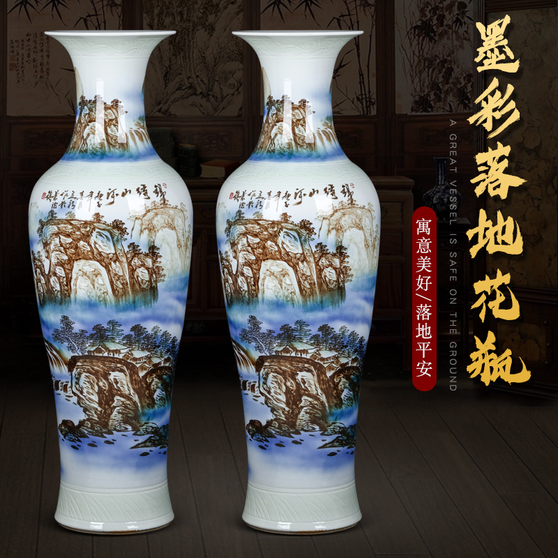 Jingdezhen hand - made ceramics vase of large sitting room of Chinese style household furnishing articles opening decorate gifts extra large