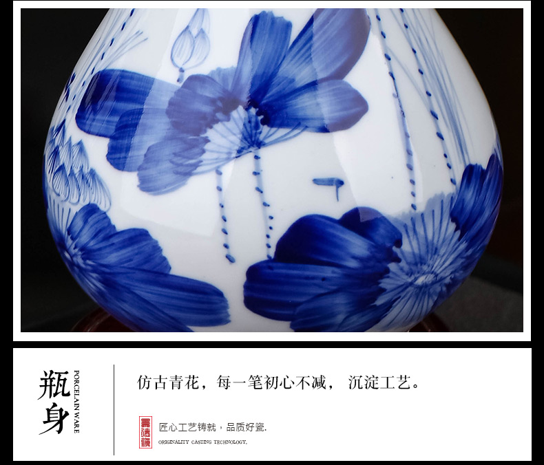 Jingdezhen ceramics hand - made furnishing articles sitting room blue and white porcelain vase flower arranging water raise lucky bamboo TV ark, adornment