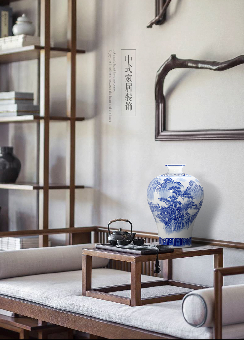 Jingdezhen ceramics antique blue and white porcelain vases, flower arrangement sitting room of Chinese style household adornment of TV ark, wine furnishing articles