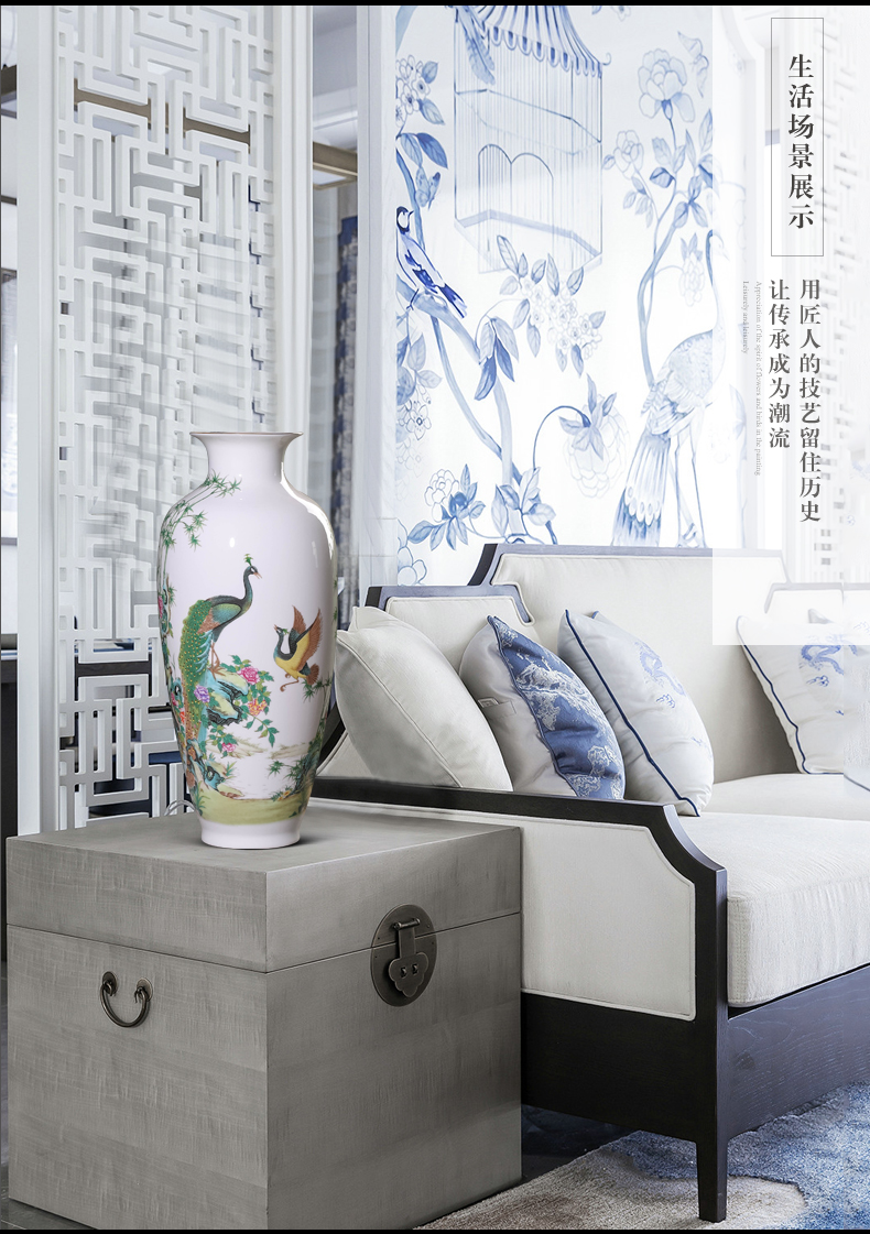 Jingdezhen ceramic powder enamel vase furnishing articles of the new Chinese style household, sitting room porch wine TV ark, flower decorations