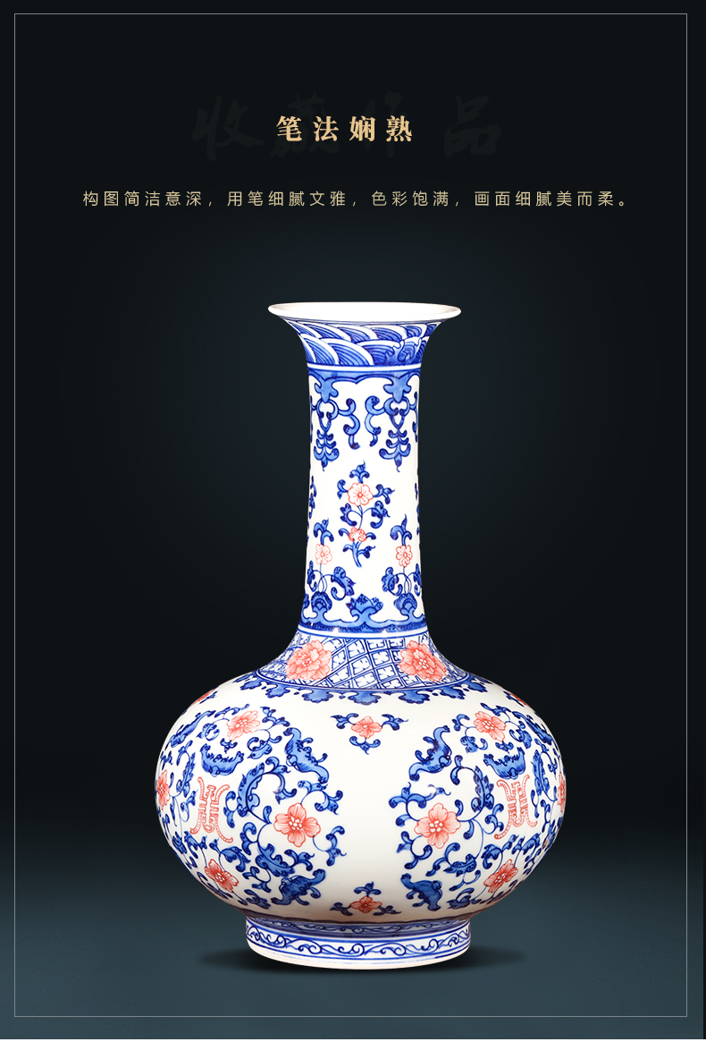 Jingdezhen ceramics imitation qianlong hand - made Chinese style restoring ancient ways is blue and white porcelain vase wine sitting room adornment is placed