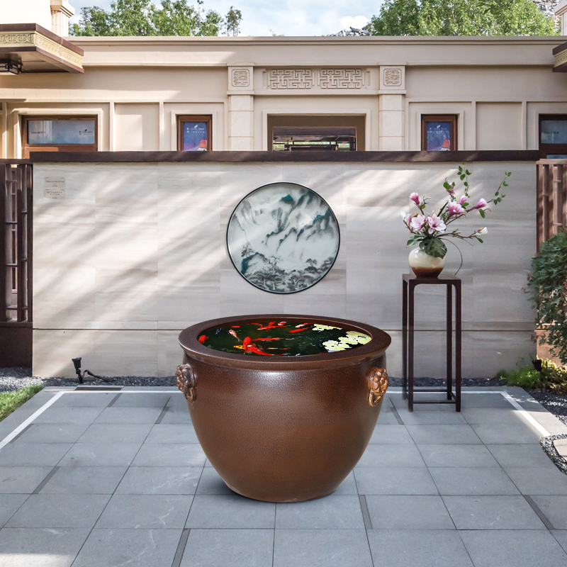 Jingdezhen ceramic aquarium large tank sitting room is suing garden water lily basin bowl LianHe cylinder extra large size large