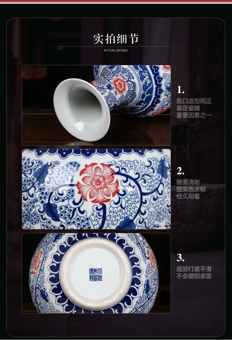 Jingdezhen blue and white ceramics youligong vase furnishing articles sitting room flower arranging the study of Chinese style household decoration