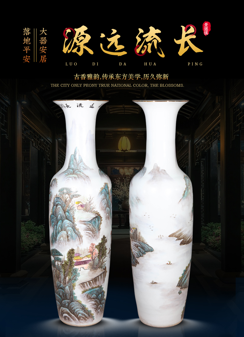Jingdezhen ceramics hand - made pastel of large vases, new Chinese style household adornment sitting room TV ark, furnishing articles