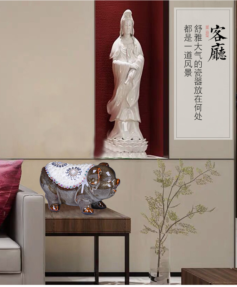 Jingdezhen ceramic of the feng shui plutus furnishing articles rich ancient frame, lovely creative decoration large living room