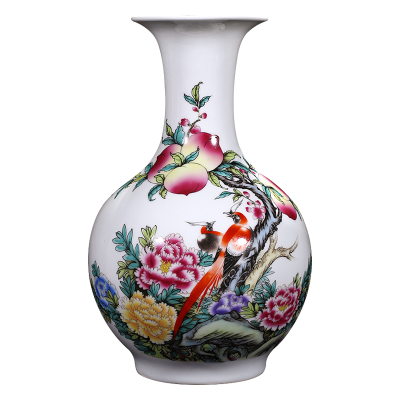 Jingdezhen ceramics wealth longevity vase furnishing articles sitting room porch rich ancient frame of Chinese style household adornment arranging flowers