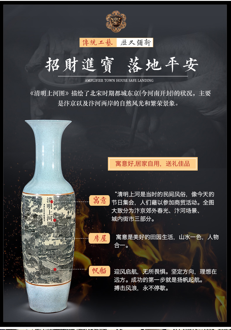 Jingdezhen ceramics archaize crack of large vases, Chinese TV ark place decoration to heavy large living room