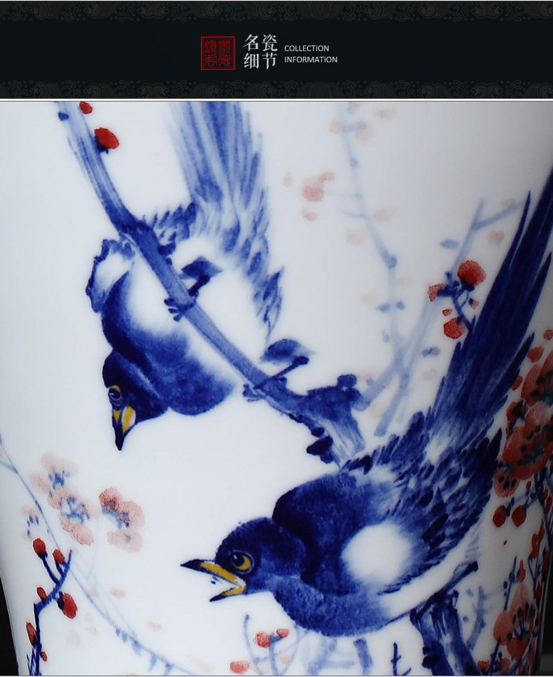 The Master of jingdezhen ceramics hand - made beaming Chinese blue and white porcelain vase large sitting room porch place